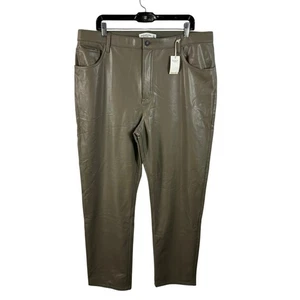 Abercrombie & Fitch 90s Straight Ultra High Rise Vegan Leather Pants 34L / 18L - Picture 1 of 14