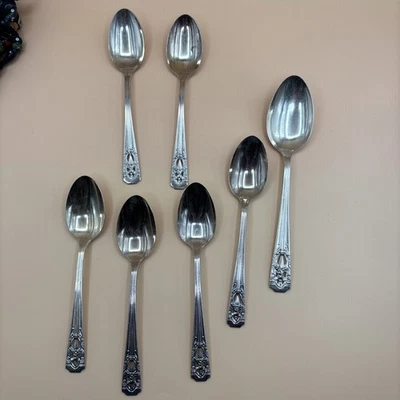 КЛАССИЧЕСКАЯ ФИЛИГРАНЬ 1937 6 столовых ложек 1 сервировочная ложка гармония дом тарелка Wallace - Изображение 1 из 4