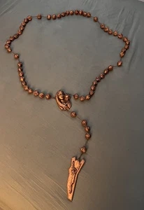 Vintage Large Carved Resin Catholic Wall Rosary Made in Italy 65" Long - Picture 1 of 6