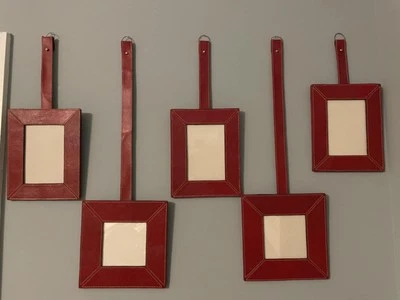 5 marcos de fotos de amor de puntada blanca de cuero sintético rojo de San Valentín 4"x6" 4"x4" Foto 1 de 4