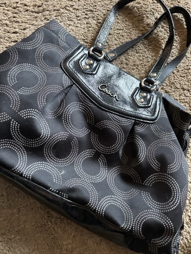 BORSA A TRACOLLA COACH NERA F20049 DESIGN A POIS