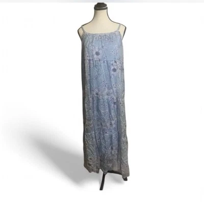 Elena Baldi Dress Sz L Silk Blend Rope Straps Made in Italy Floral Lined - Image 1 of 4