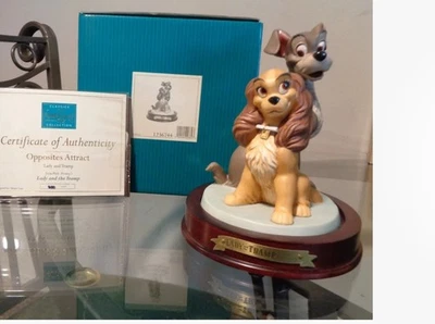 Фигурка WDCC Lady & the Tramp "Opposites Attract" LE 50th Anniversary с сертификатом подлинности основание - Изображение 1 из 4