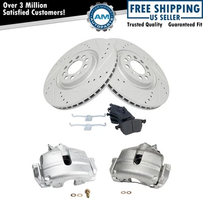 Pinzas de freno delanteras pastillas de cerámica y rotores perforados para Volkswagen Jetta 2005 Foto 1 de 4