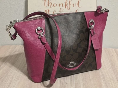 Bolsa satchel Coach Kacey rosa violeta brilhante em lona exclusiva C6230 - Imagem 1 de 4