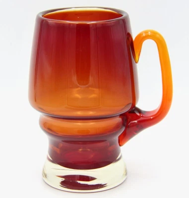 1970s LUDWIK FIEDOROWICZ Red & Orange Art Glass Tankard Made in Poland - image 1 of 4