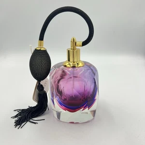 Vintage Murano Glass Perfume Bottle Atomizer Pink Purple Gold Hand Blown Italy - Picture 1 of 11