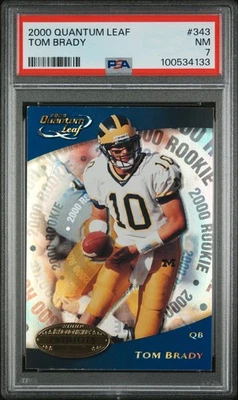 2000 QUANTUM LEAF #343 TOM BRADY ROOKIE RC PSA 7 - Image 1 of 2