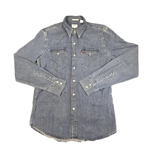 Levis shirt mens MEDIUM blue denim button up long sleeve western snap Size M - Picture 1 of 10