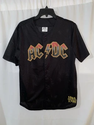ACDC Hells Bells Baseball Jersey Back In Black Mens Medium Double Sided - Image 1 of 3