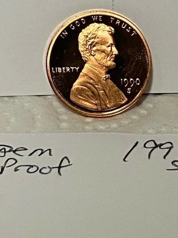 One 1990-S Lincoln Cent Deep Cameo Mirror Proof RED Upper Grading Ranges Cover