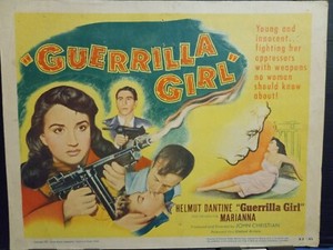 Title Card 1953 GUERRILLA GIRL machine gun toting Marianna Helmut Dantine
