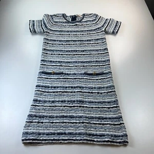 Tory Burch Tweed Sweater Dress Womens Small Blue Striped Pockets Preppy Casual - Picture 1 of 6