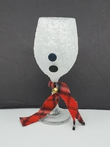 Painted Frosty Snowman Wine Glass handpainted Textured - Picture 1 of 9