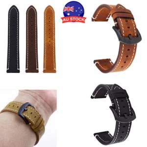 18-24mm Retro Leather Watch Strap Quick Release Wristband Replacement Watch Band - Picture 1 of 15