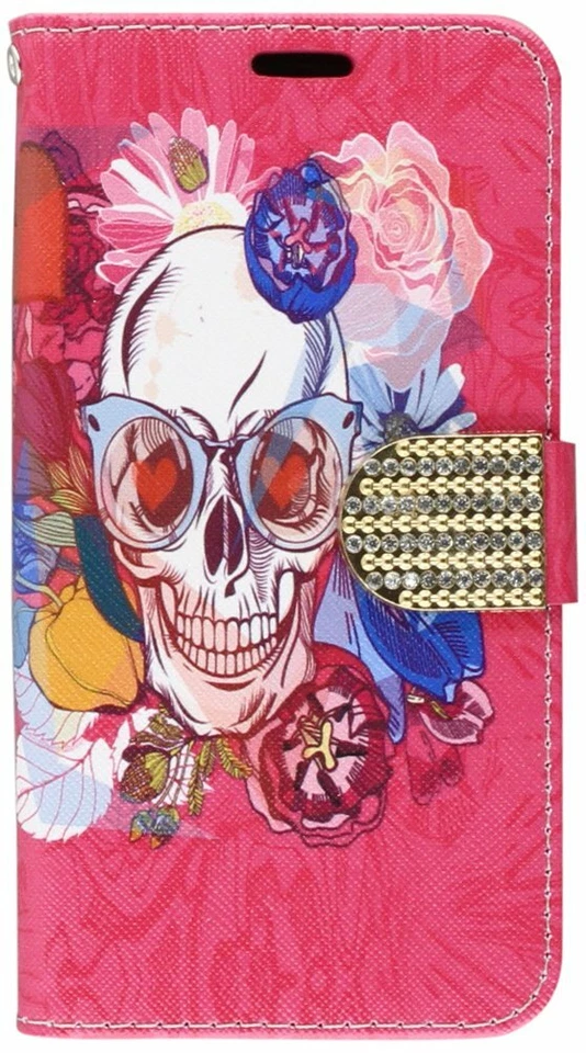 HR Wireless Cell Phone Case for LG K7 Fashion Skull Flowers Day of The Dead - Image 1 of 2