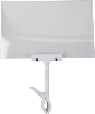 Set of 2 Acrylic Sign Holders 11" x 7" Clamp Double Sided Clothing Rack Shelving - Image 1 of 4