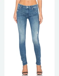 MOTHER The Looker Distressed Denim Jeans Graffiti Girl 28 Ripped Mid Rise - Picture 1 of 15