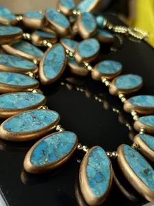 Dallas Prince Bronze Copper Turquoise Gemstone Toggle Necklace Brand New $440 - Picture 1 of 14