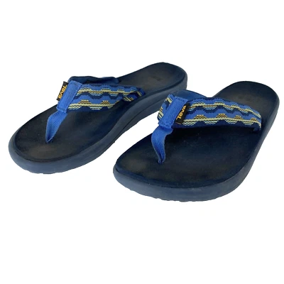 Teva Big Kids Voya Flip Sandal Size 5 Blue Yellow Flip Flop Vegan 1106843Y - Image 1 of 4