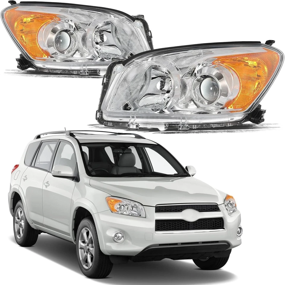Conjunto de faros para Toyota RAV4 2009-2012 par reflector cromo ámbar diestro+derecho Foto 1 de 4