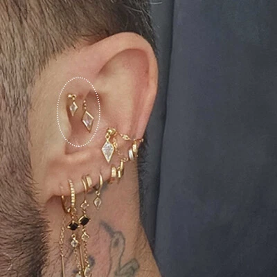 Pendientes colgantes de plata de ley con forma de cometa de doble diamante de 18 G hechos a mano en EE. UU. Foto 1 de 4