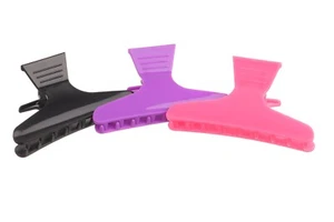 Professional Hair Butterfly Clamps x12 - Strong Secure Grip, Black, Pink, Purple - Picture 1 of 10