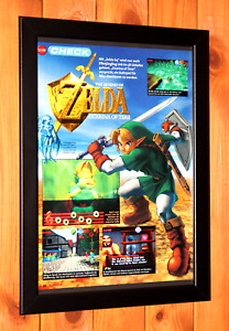 1998 The Legend of Zelda Ocarina of Time N64 Vintage Mini Promo Poster Ad Framed