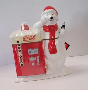 Coca Cola Coke Polar Bear Vending Machine Cookie Jar Canister 11" New With Tag - Picture 1 of 8