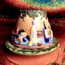 YANKEE CANDLE TUSCAN CANDLE SHADE & TRAY wine Tuscany Italy retired 2003 RARE