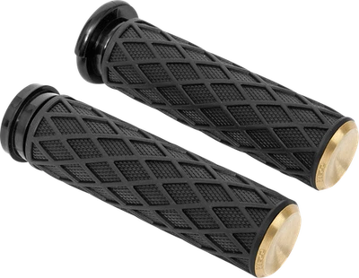 Arlen Ness Diamond Black Brass 1" Handlebar Cable Hand Grips 1980-2022 Harley - Image 1 of 2