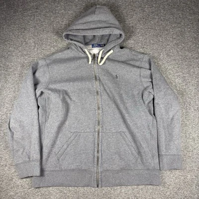 Chaqueta Polo Ralph Lauren Para Hombres 2XL Gris Con Capucha Cremallera Completa Forrada de Vellón Suéter Foto 1 de 4