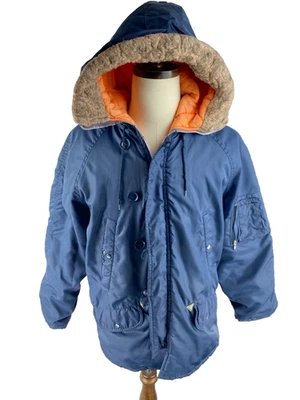 Vintage 70s Sears Parka Jacket N-3B Military Style Snorkel Puffer Coat Blue M - Image 1 of 4
