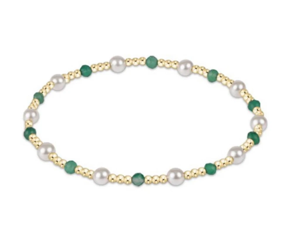 NWT - Enewton Pearl Sincerity Pattern 4mm Bead Bracelet - Green Onyx - Image 1 of 1