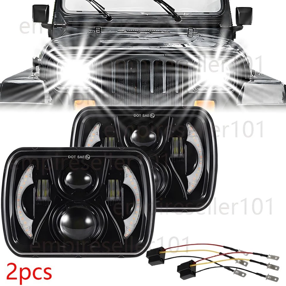 Par de faros LED 5x7" 7x6" haz sellado alto-bajo para Jeep Cherokee XJ Wrangler YJ Foto 1 de 4