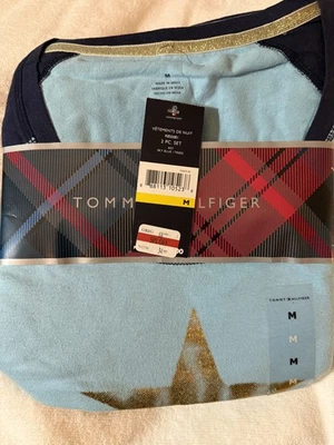 NUEVO TOMMY HILFIGER Mujer Azul Cielo Pullover Top y Pantalones Pijama Salón 2 piezas Se talla M Foto 1 de 3