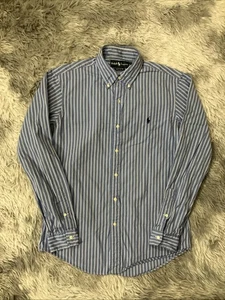 Ralph Lauren Button Up Shirt Mens 15/38 Blue Striped Custom Fit Blue Small - Picture 1 of 5
