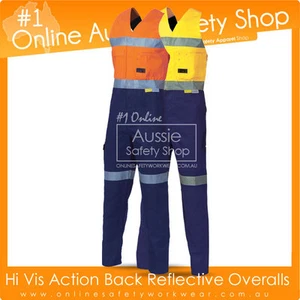 HI VISIBILITY ACTION BACK OVERALLS + 3M REFLECTIVE TAPE - Picture 1 of 2