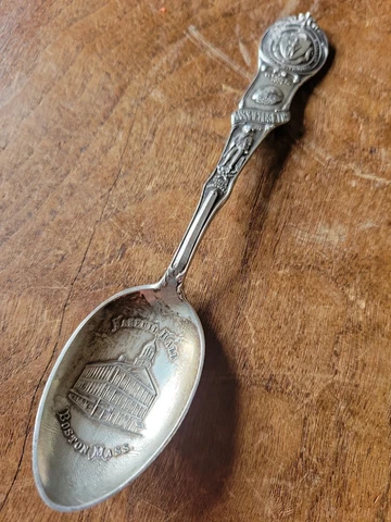 Antique WATSON Sterling Silver Souvenir Spoon FANEUIL HALL Boston, Mass Cover