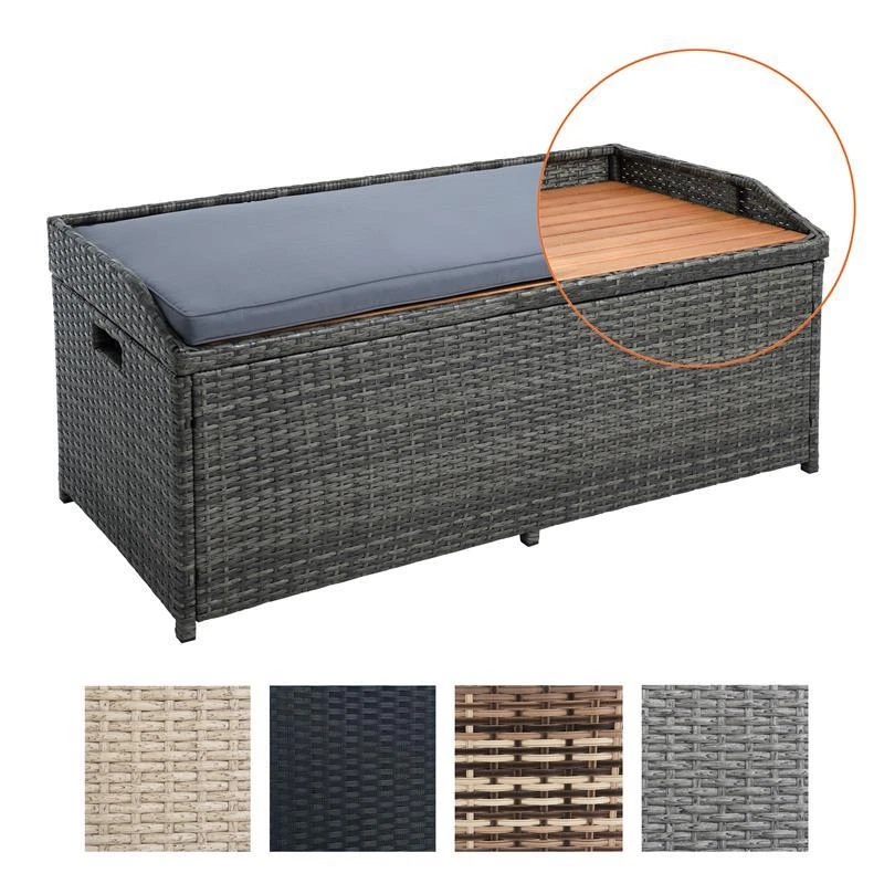 ESTEXO Polyrattan Gartenbank Sitzbank mit Auflagenbox Kissenbox Rattan Bank Kissentruhe