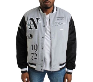 Nike Corduroy Letterman 1972 Size Large Black Grey Varsity Jacket FQ6159-012 - Picture 1 of 10