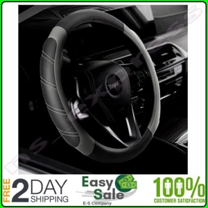 Funda para volante cuero gris coche antideslizante universal14.5-15 - Imagen 1 de 13