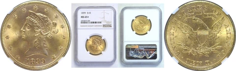 1899 $10 Gold Coin NGC MS-65+ Cover