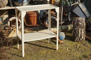 1950er Metall Regal Küchenregal 50er 60er Retro Vintage Beistelltisch Blumenbank - Bild 1 von 10