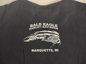 Bald Eagle Harley Davidson Marquette, MI Motorcycle Long Sleeve TShirt Youth Med - Picture 1 of 5
