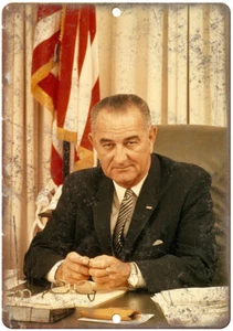 Lyndon B. Johnson White House Portrait RARE 12"x9" Reproduction Metal Sign ZC15 - Picture 1 of 1