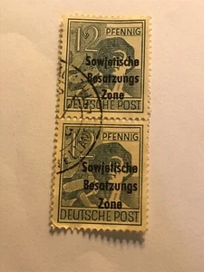 TIMBRE DEUTSCHES POST 12 PENNING SURCHARGE SOWJETISCHE BESALZUNGS ZONE - Picture 1 of 2