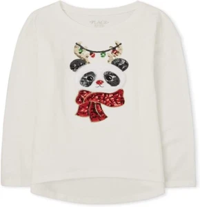 The Children's Place girls F/Fur Sequin Panda Hi Low Top Ivory s/p (5/6) Nwt mr - Picture 1 of 4