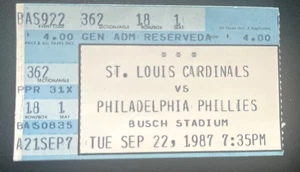 9/22/87 PHILLIES/CARDINALS TICKET STUB-MIKE SCHMIDT HR #527 - Picture 1 of 1