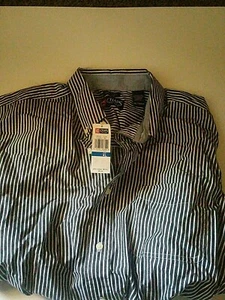 Chaps Ralph Lauren Men X L Tall BlackWHT Shirt Long Sleeves Button Front Cotton - Picture 1 of 7